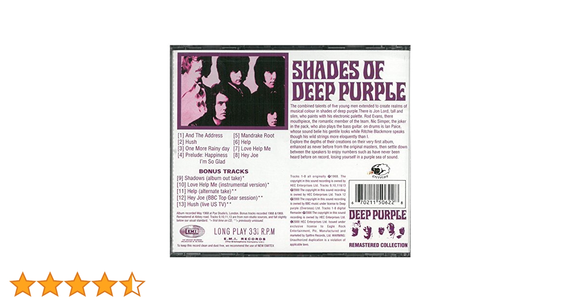 Amazon.co.jp: Shades of Deep Purple: ミュージック